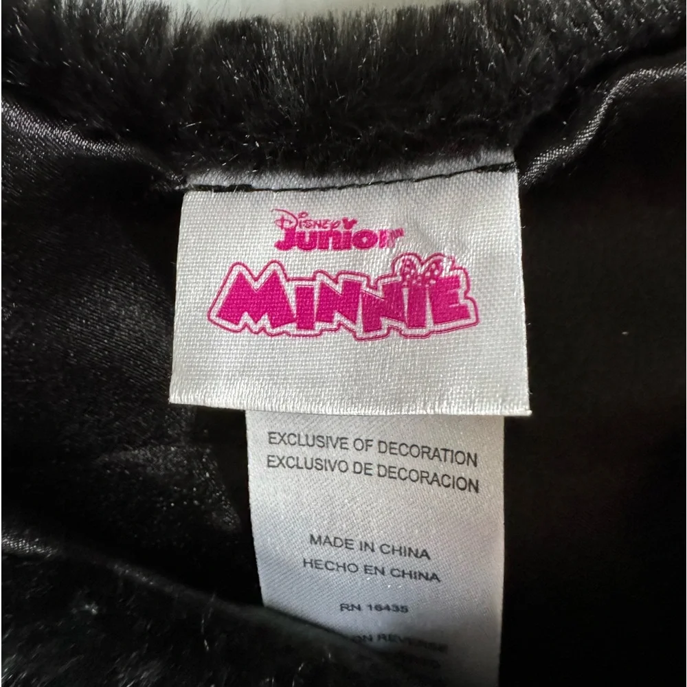 Disney Jr Black faux fur vest with black & red Minnie Mouse patch.  Size 5